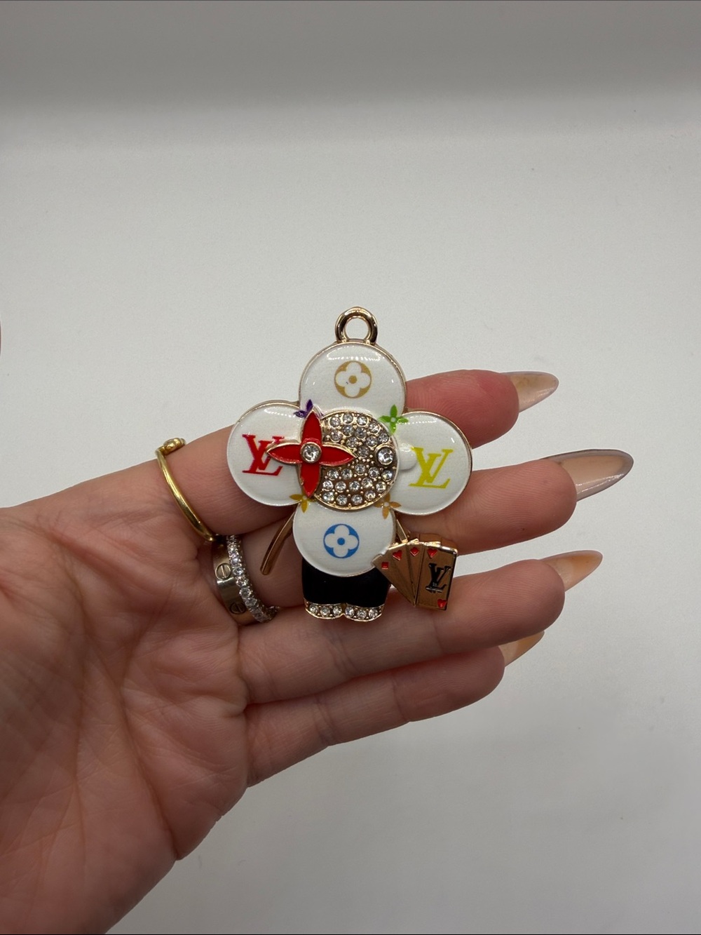 1444. White Multicolor Enamel Vivi Charm.
